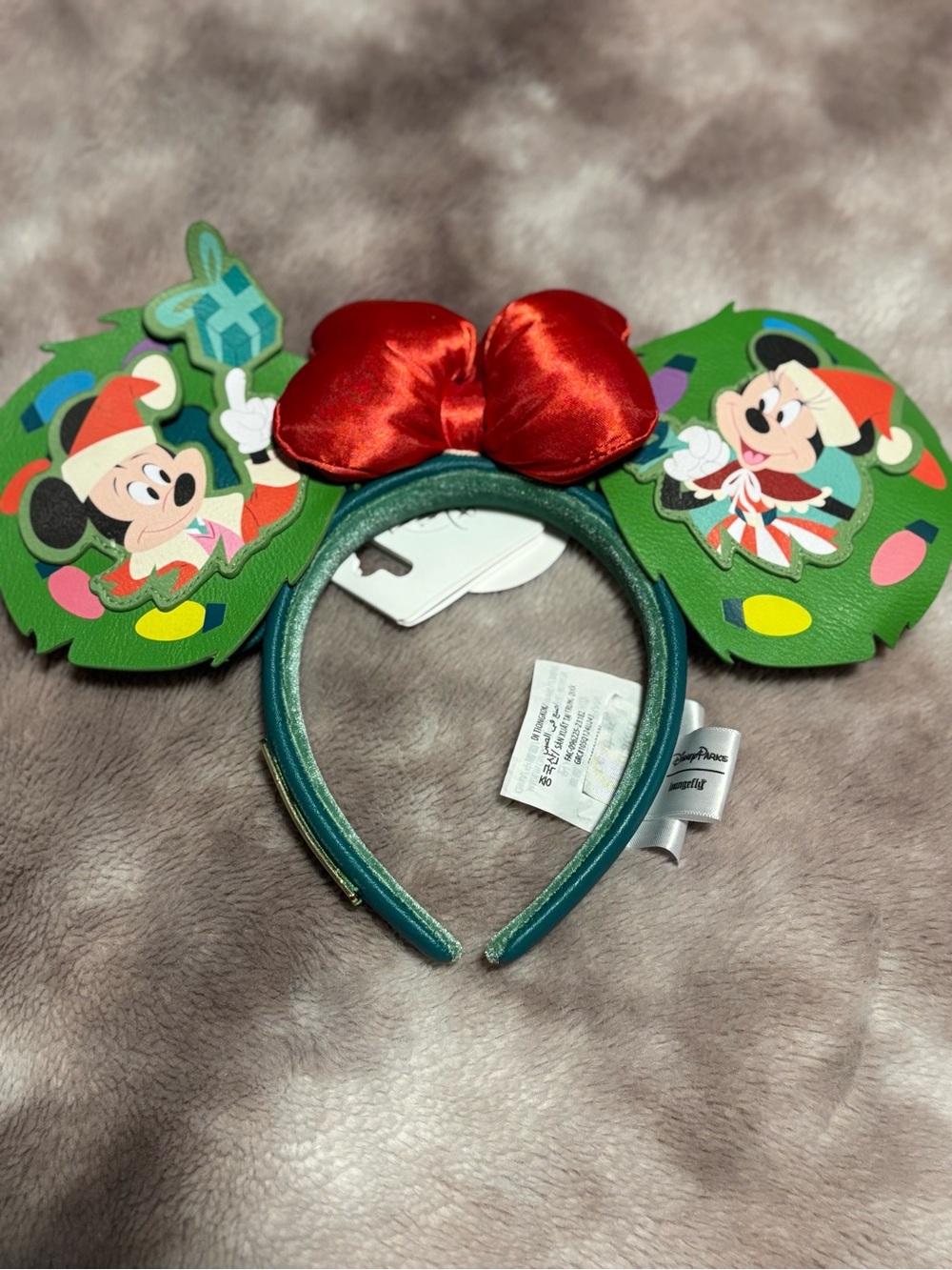 Disney Minnie Mouse Holiday Ear Headband - Green & Red
